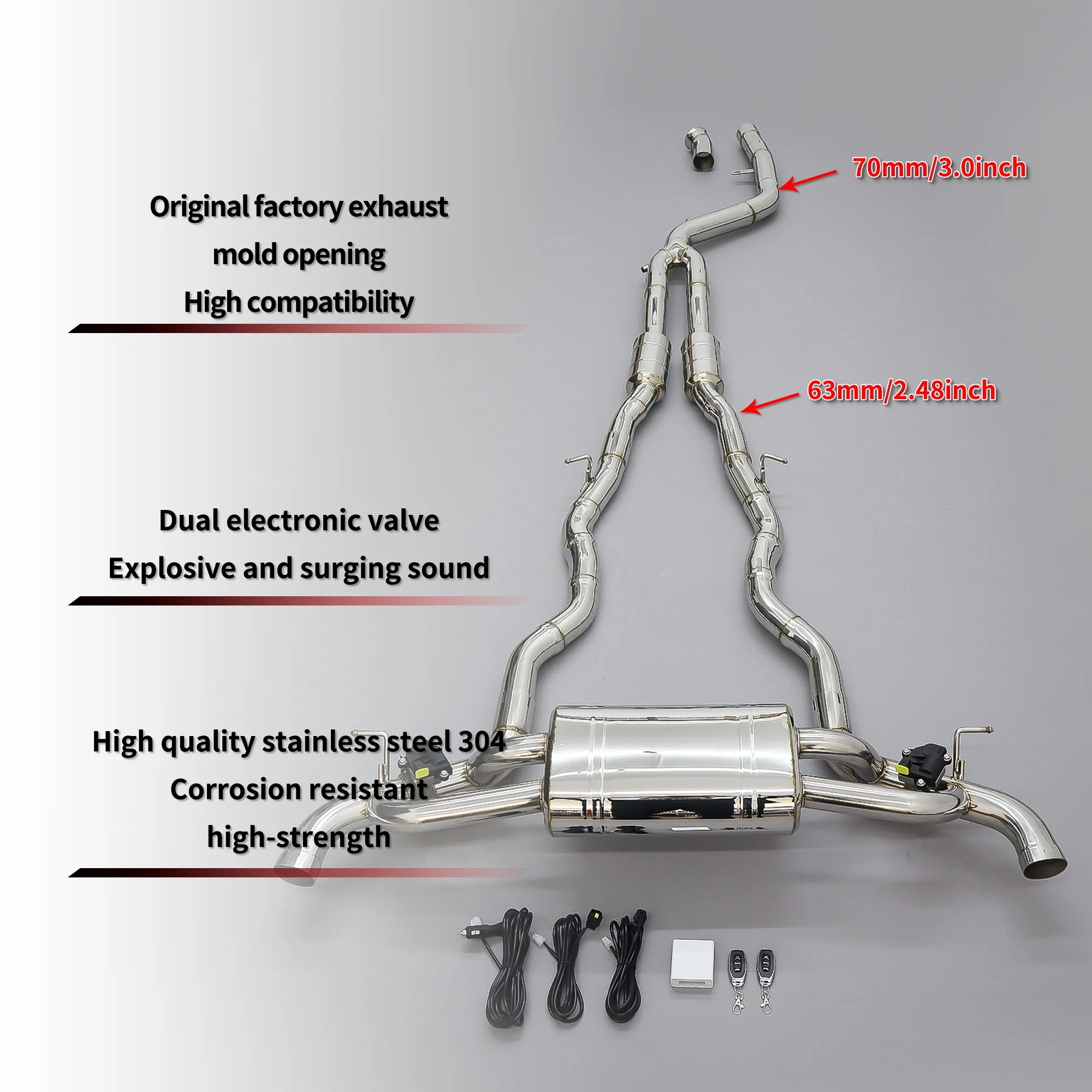 HEO 304 Stainless Steel Catback Exhaust For BMW G14 G15 G16 840i B58 3.0T Valvetronic OEM Control Muffler Fitting Parts