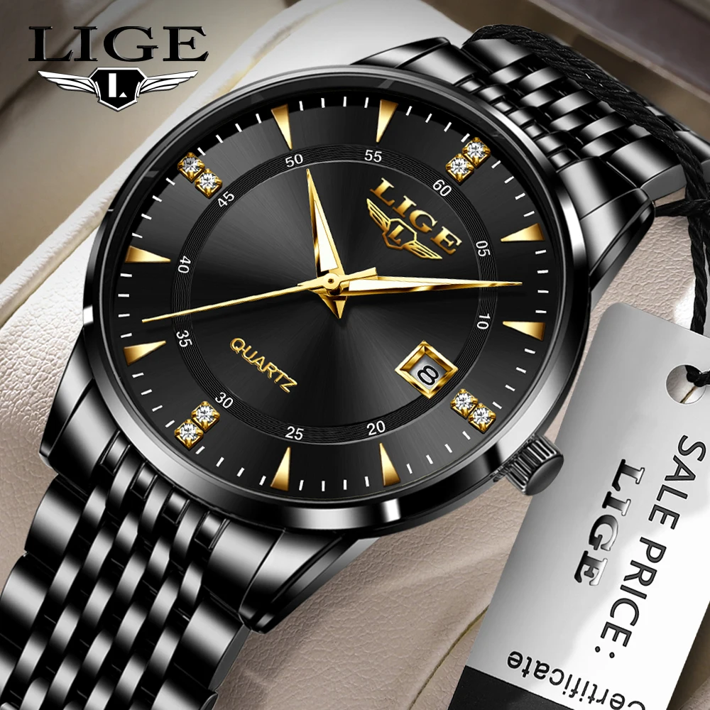 

LIGE Design Модные Роскошные Кварцевые Мужские Часы Наручные Часы Из Нержавеющей Стали Водонепроницаемые Светящиеся Повседневные Деловые Классические Часы Мужские