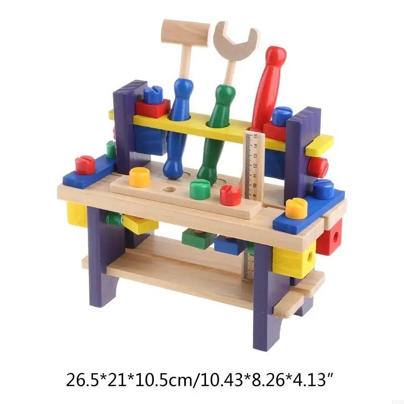 F62D Wooden Workbench Puzzle Kids Learning Toy Birthday Present