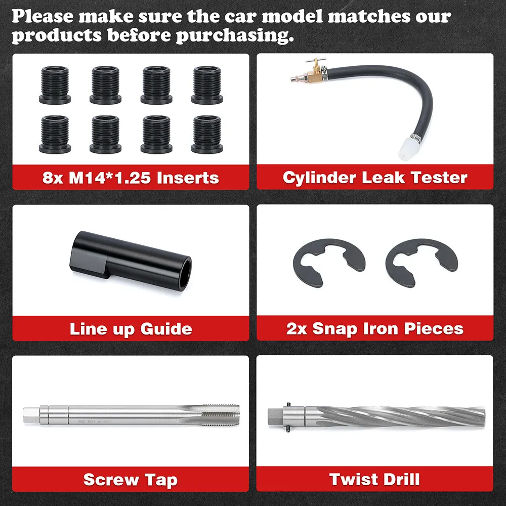 Kit de réparation de filetage de bougie d'allumage 38900, pour moteurs Ford 4,6l 5,4l 6,8l à 2 vannes