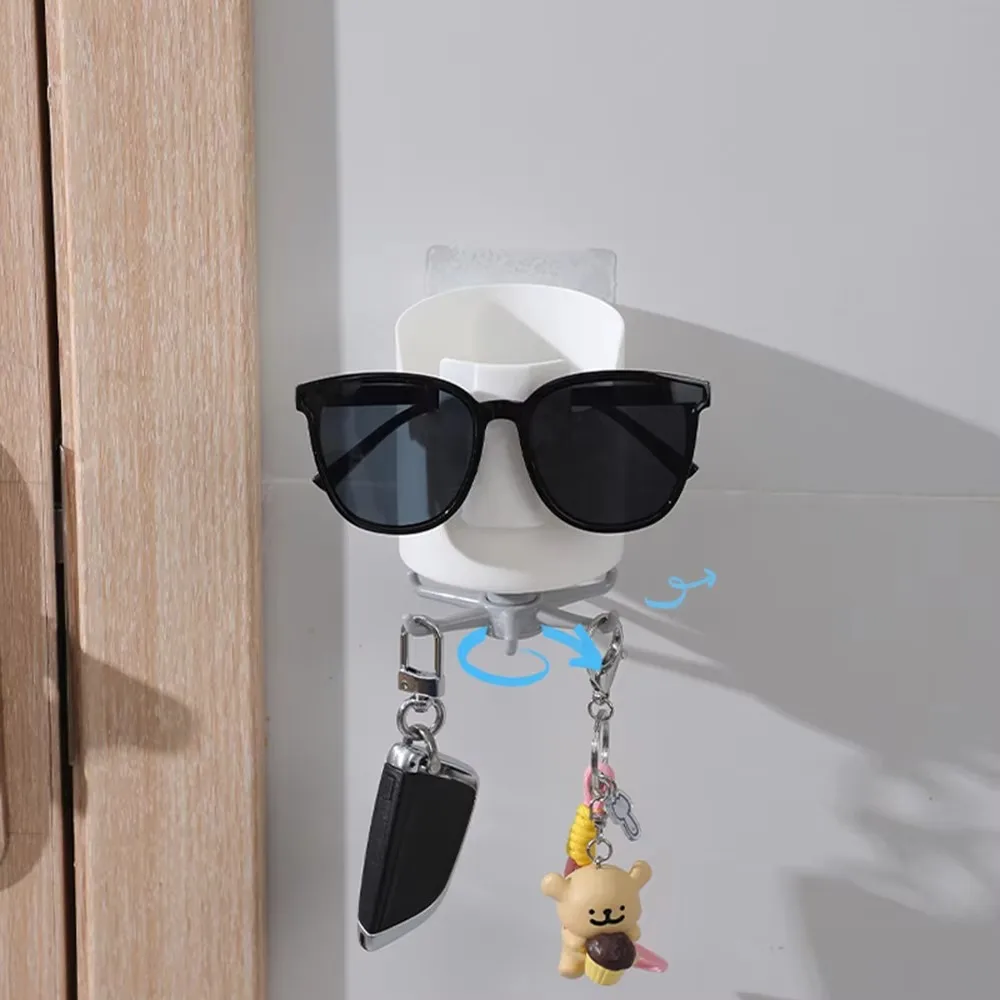 Multi-Function Wall-mounted Glasses Storage Rack Six-claw Porch Key Hook Wall Mounted Eyeglass Holder Desktop Ornament Rotatable