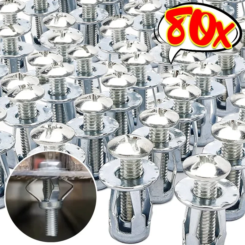 80/4 pçs forma de pétala rebite porca parafuso kit expansão metal rivtnut painel placa de licença braçadeira bloqueio jack porcas fixadores de parede