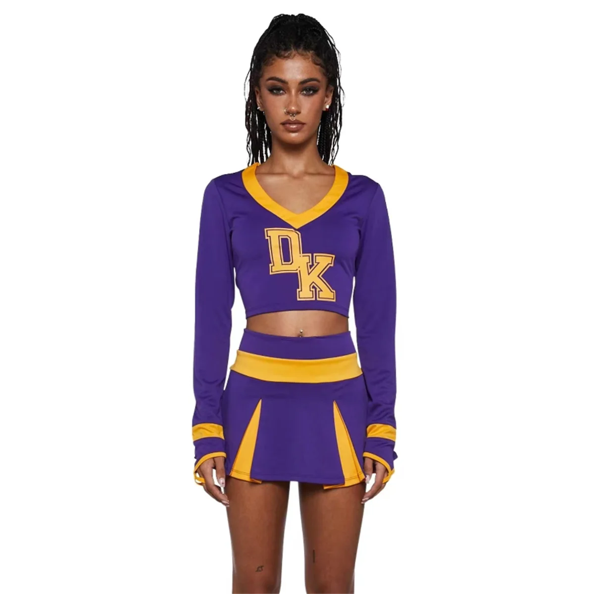 

Cheerleading Team Lingerie Girl Student Game Performance Clothing Long Sleeves Shirt Competition Skirt Stage Women Sexy Costume