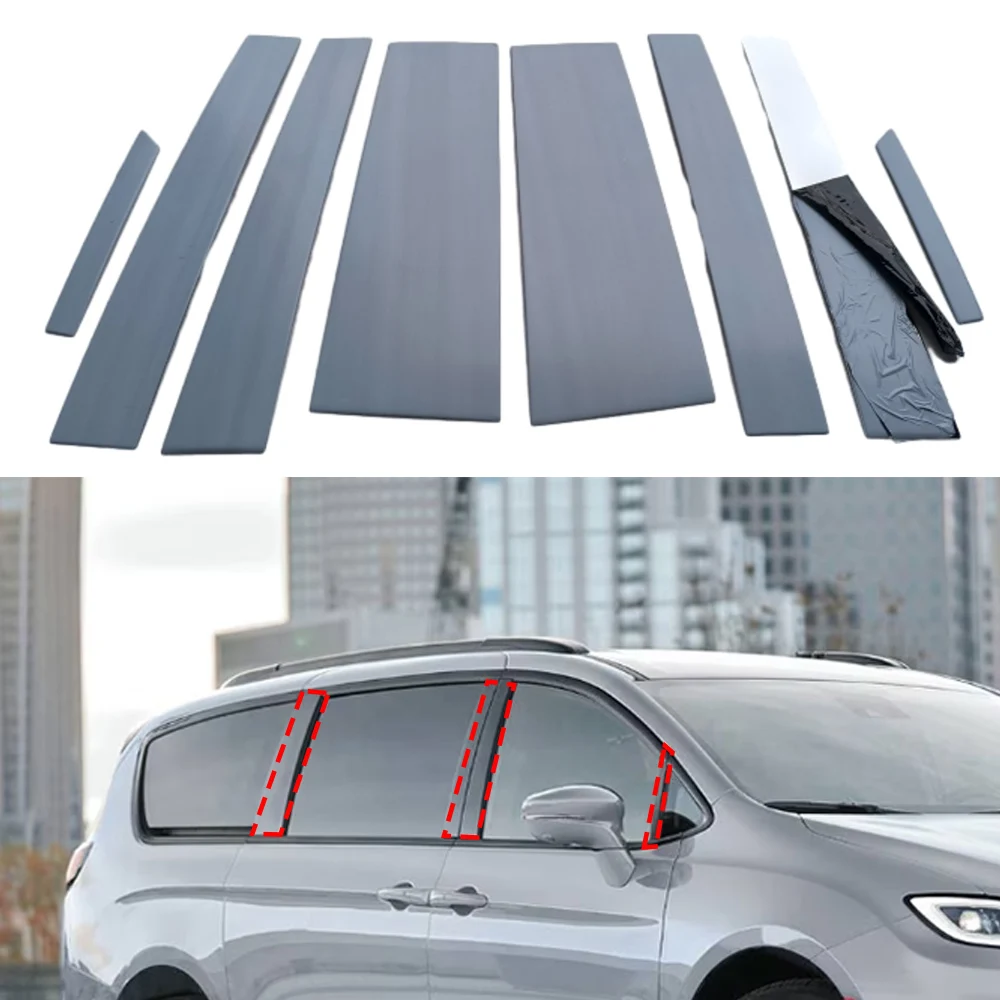 For Chrysler Pacifica 2017 2023 Car Steel Middle Window Pillar Cover Trim Stickers 2024 2025 Protector Styling Accessories