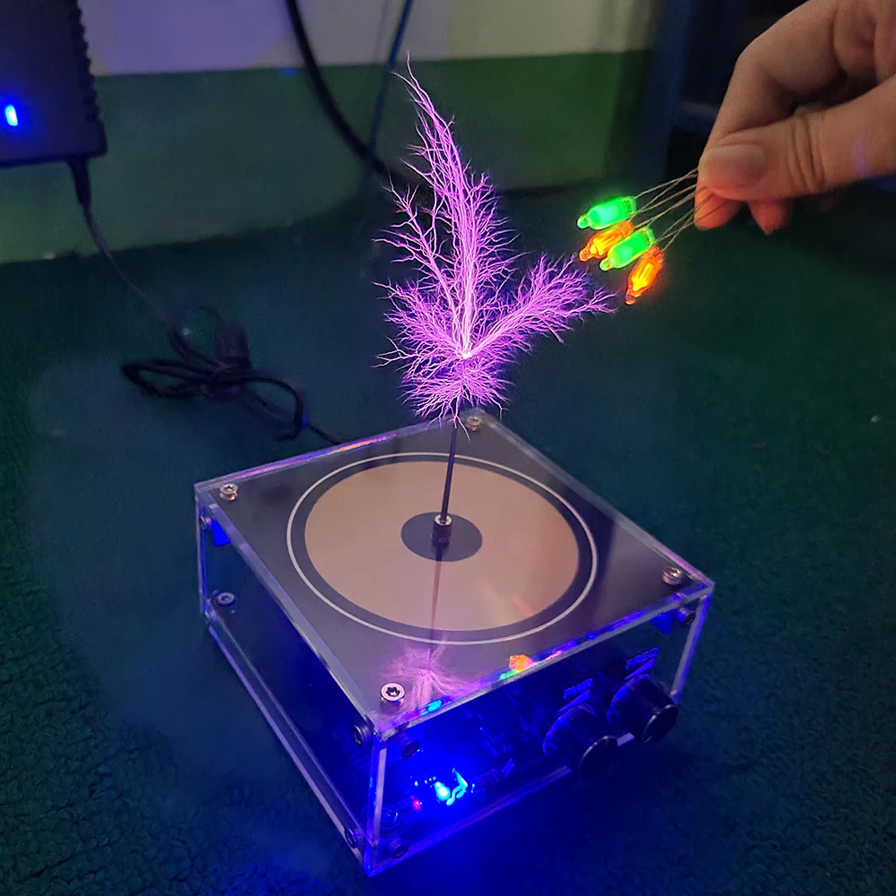 110-240VAC 50/60Hz Bluetooth Music Tesla Coil High Frequency Voltage Pulse Arc Generator Palm Arc Touchable Lightning Power 120W