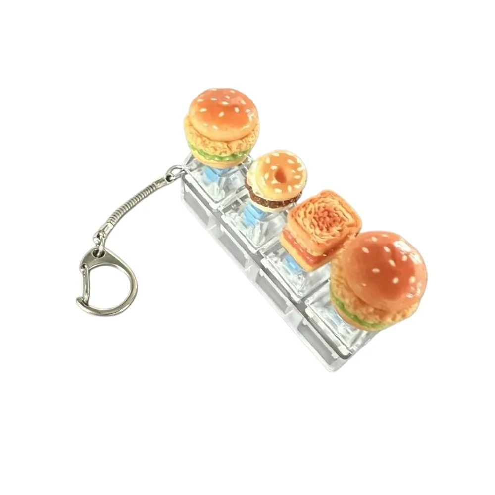 Cute Glow Design Decompression Button Transparent Dual-Tone Simulation Keyboard Mini Keyboard Pendant Luminous Burger Sandwich