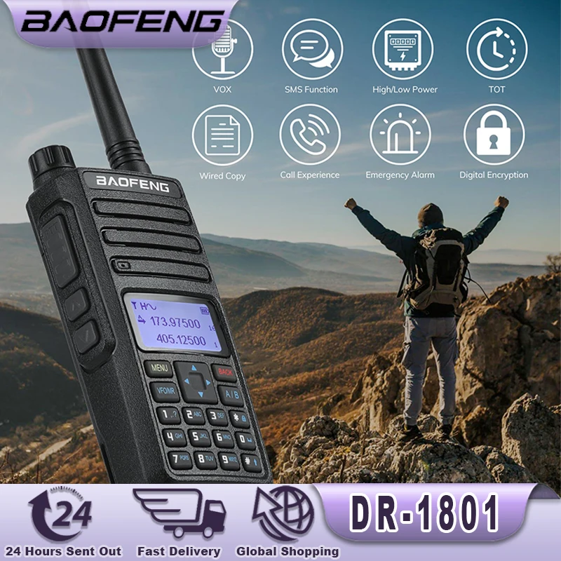 Baofeng DR-1801 Walkie Talkie Tier 1 + 2 Dual Time Slot Digital UV Dual Band 136-174 e 400-470MHz DMR Radio Radio bidirezionale DM-1801