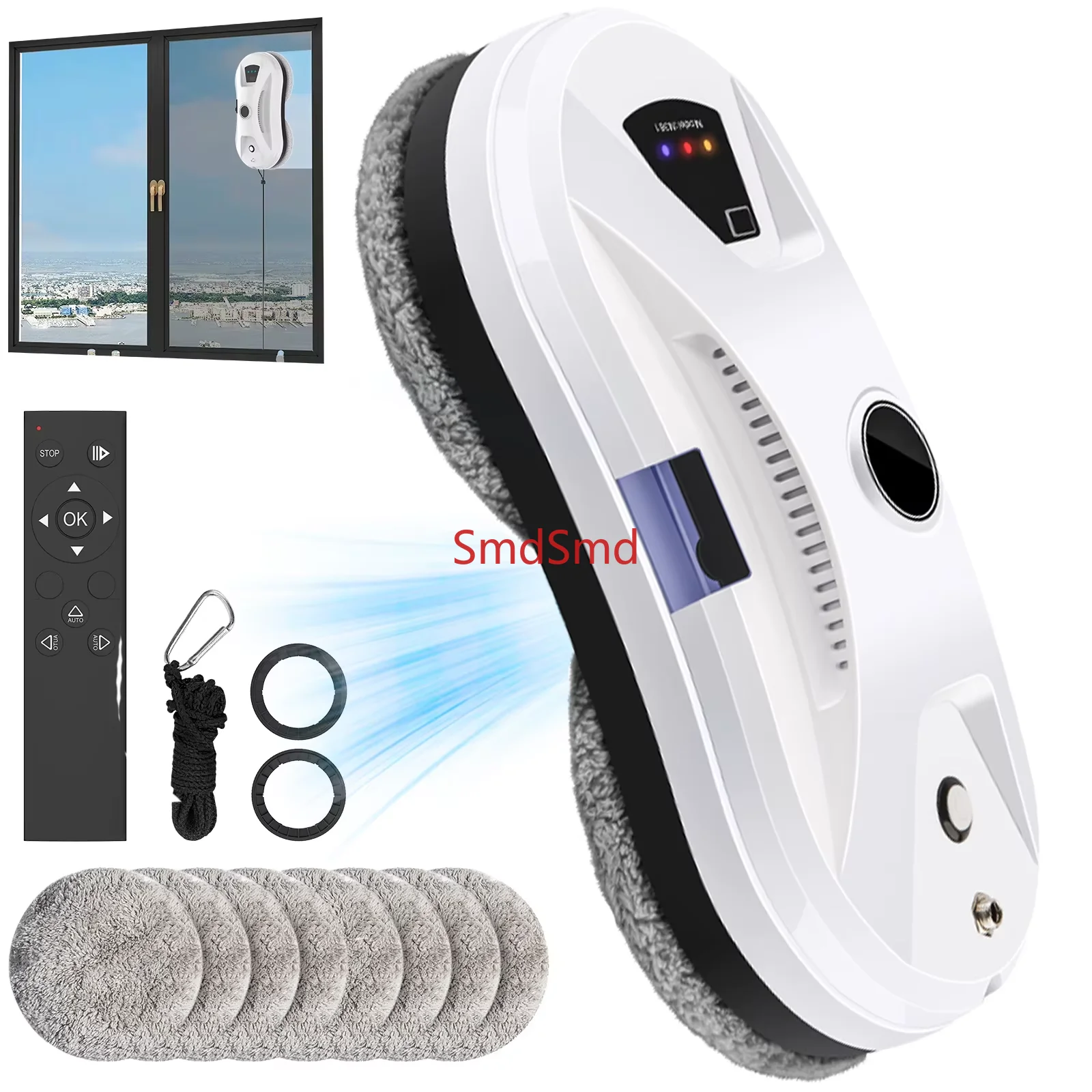 5600PA Smart Robot Vacuum Cleaner Electric Window Cleaning Robot Automatic Spraying for Window Glass Doors with Cleaning Cloth