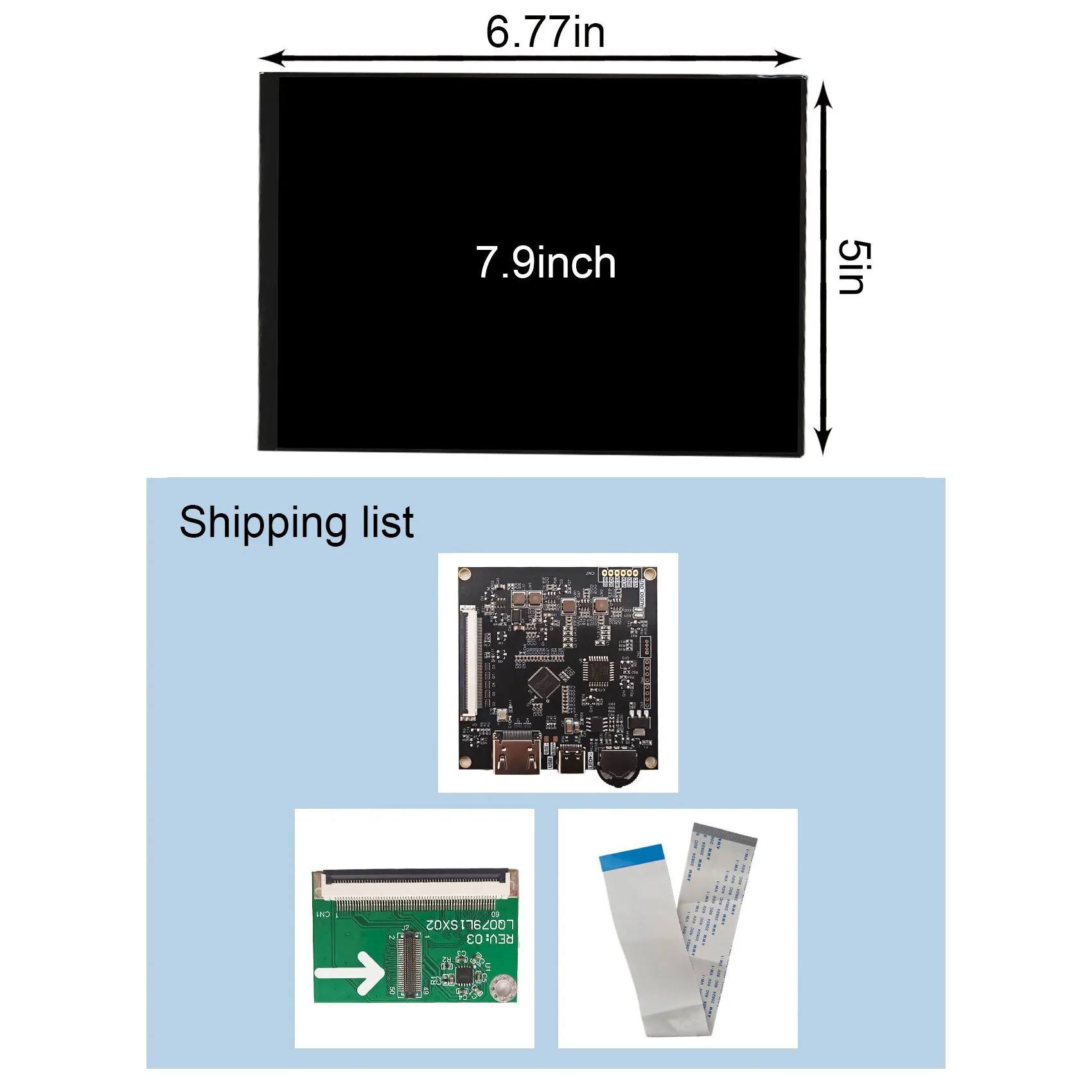 7.9인치 VS079L1SX1 1536x2048 IPS LCD 화면(H-D LCD 컨트롤러 보드 포함)