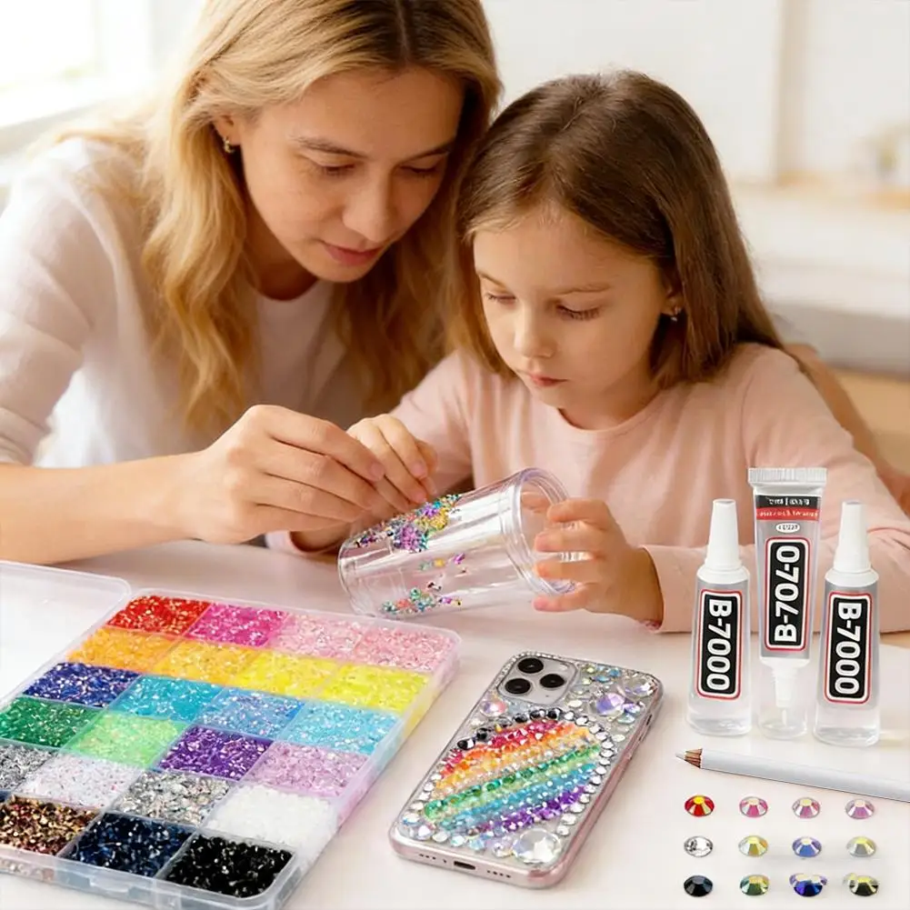 

3mm Mixed Color Rhinestones Decorations Resin Flat Bottom DIY Clothing Nail Art Shiny Diamond Makeup Craft Book Girl Gift Set