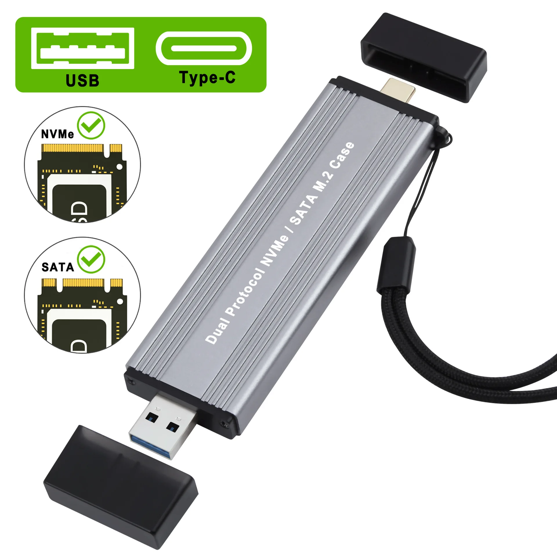M.2 Mobile Hard Drive Enclosure USB Flash Drive Style USB3.0/TYPE-C3.PCI-E NVME/NGFF1