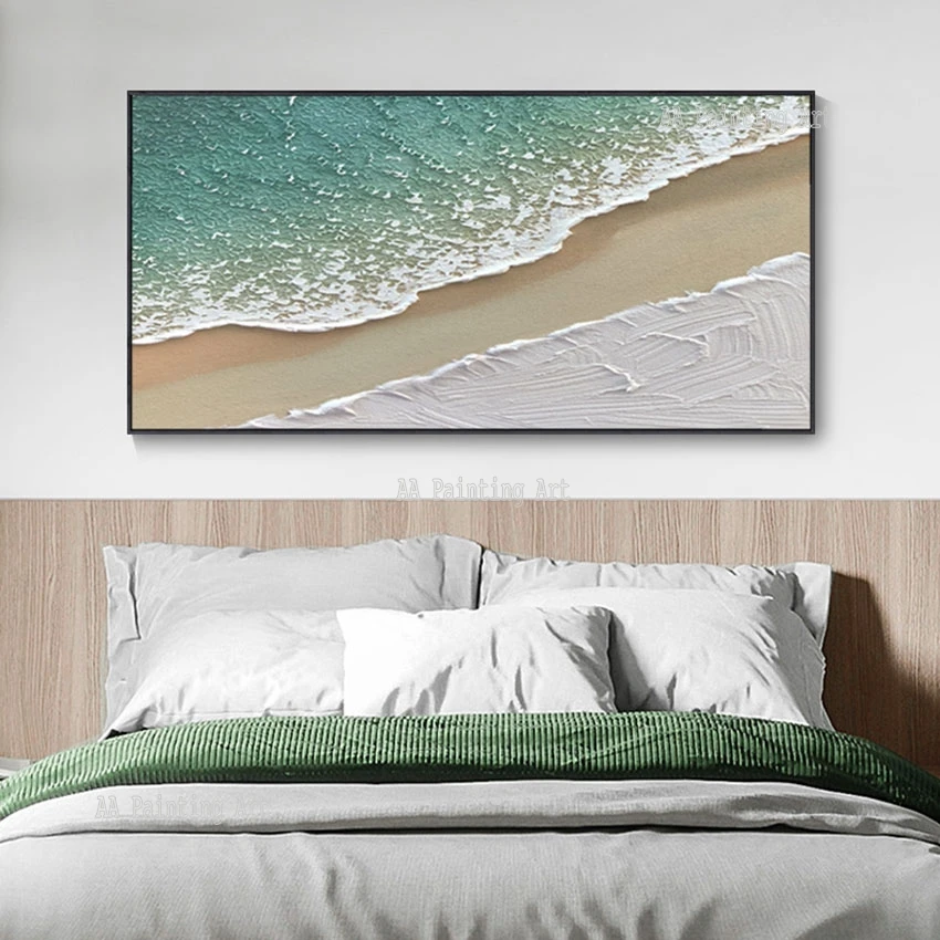 Heavy Textured 3D Sea Wave Oil Painting, Abstract Picture, Large Wall Art, Unframed Canvas Art for New House Decoration