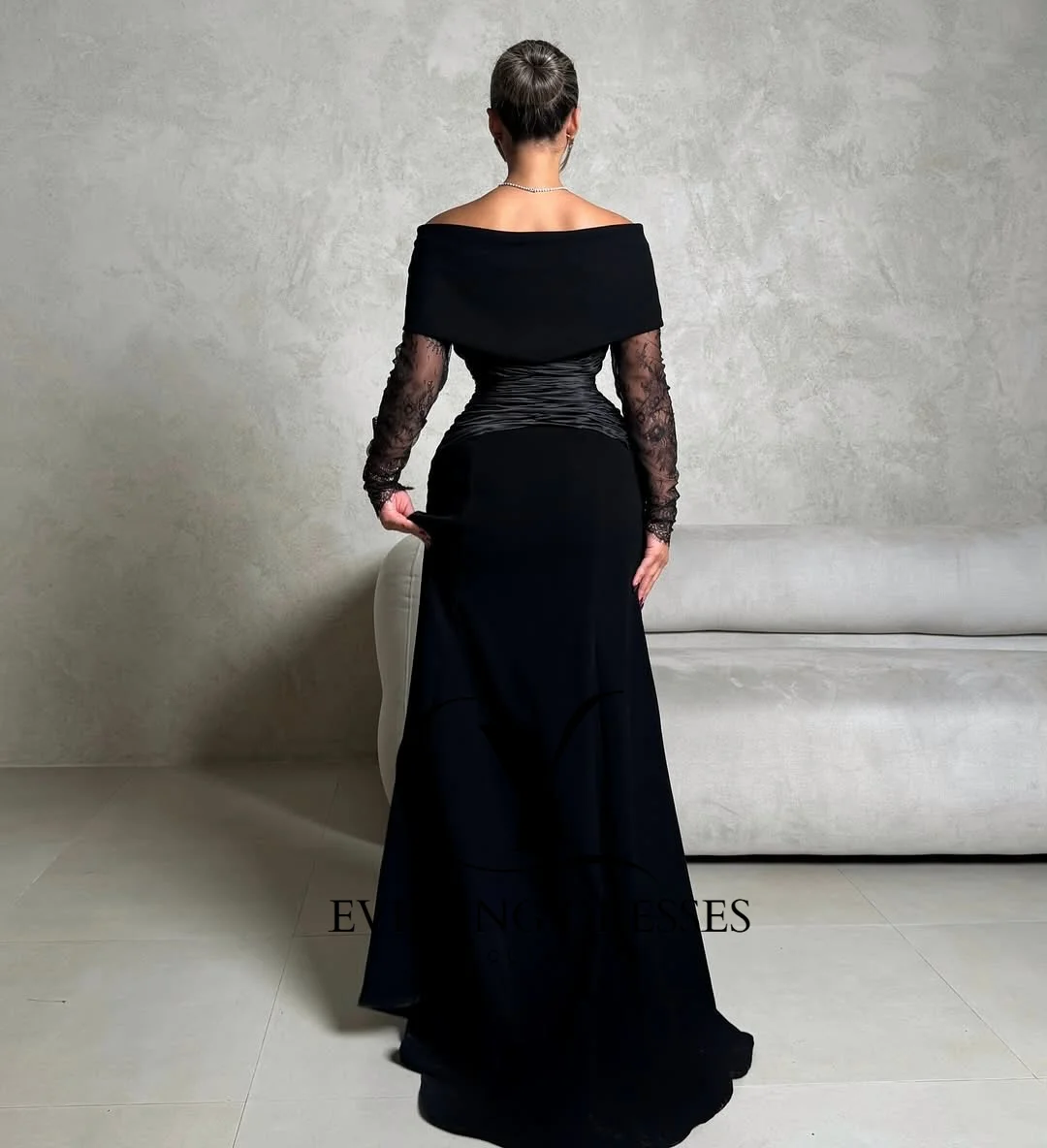 فساتين سهرة برقبة قارب من CUYUN وأكمام دانتيل شبه حورية البحر فساتين مناسبات رسمية مخصصة للحفلات الراقصة في دبي السعودية