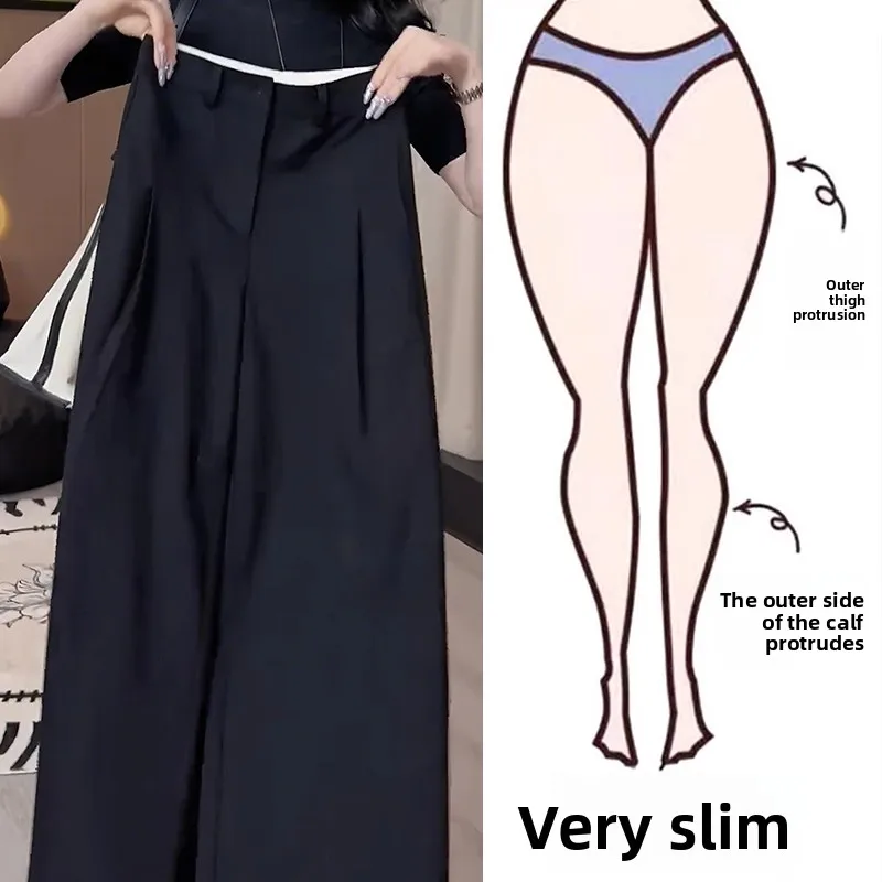 

High Waist Wide Leg Pants Women's plus Size Casual Straight Leg Trousers Spring Autumn New Style Fashionable All-Match Big Si...