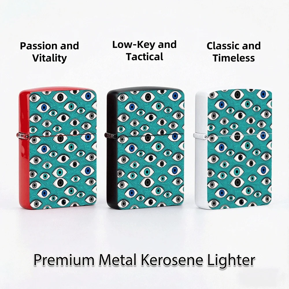 Flip Top Lighter Evil Eye Repeating Pattern Mystic Art Pattern lighters vintage lighters for smokers Collectible Hobby Gift