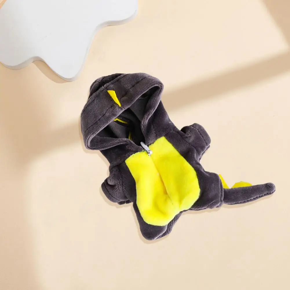 Waschbares Puppenkostüm, Dinosaurier-Kapuzenoverall für 17 cm große Puppen, mehrfarbiges Plüsch-Hauskleidungsset, süßes Cartoon-Puppen-Outfit zum Spielen