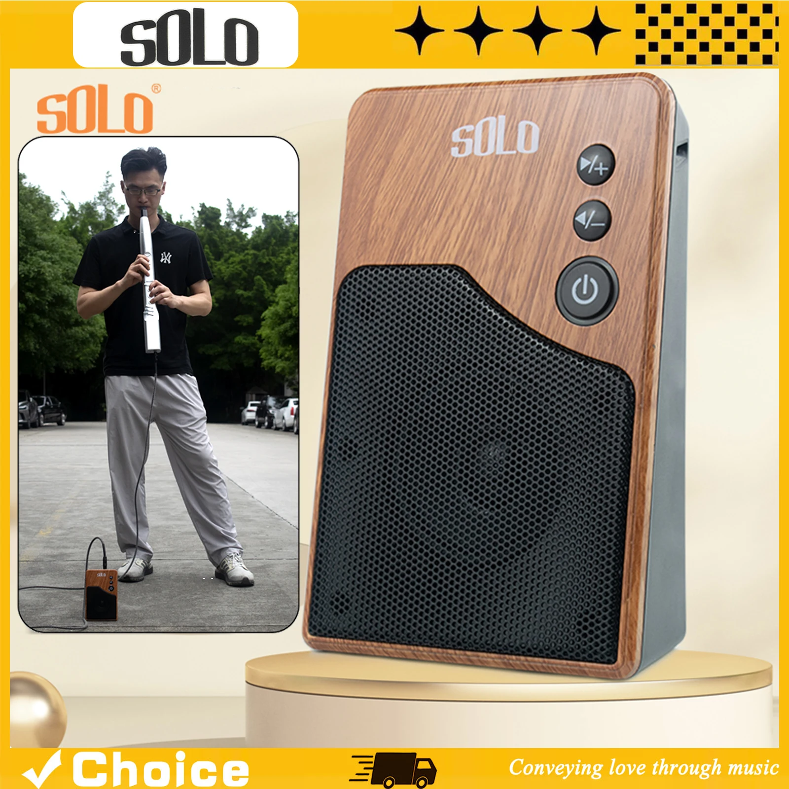 

SOLO Electric Blowpipe Speaker Portable Bluetooth Speaker Hi Fi Sound Quality Large Capacity Lithium Battery TF Card/AUX Input