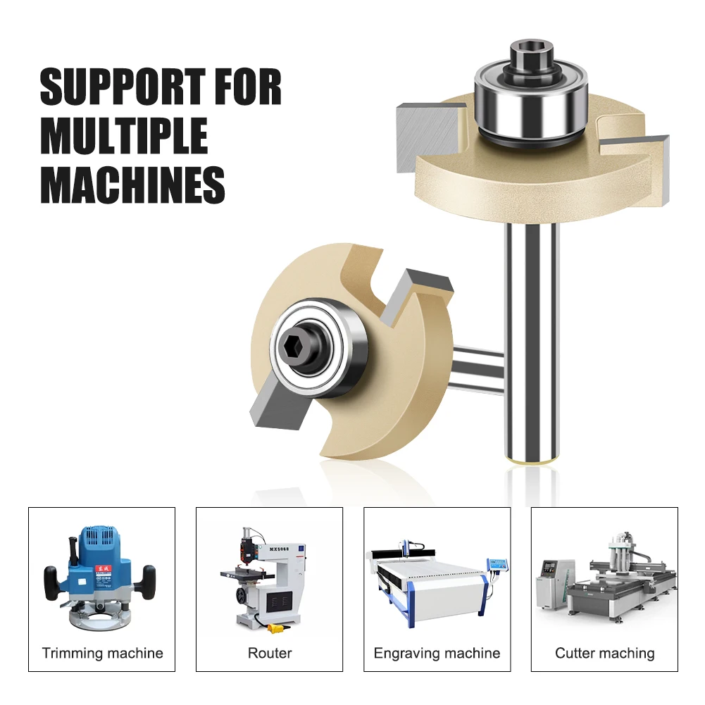 6mm 1/4in Shank T-Slot Router Bit T tipo Slotting Cutter con cuscinetto Rabbeting fresa strumenti per la lavorazione del legno