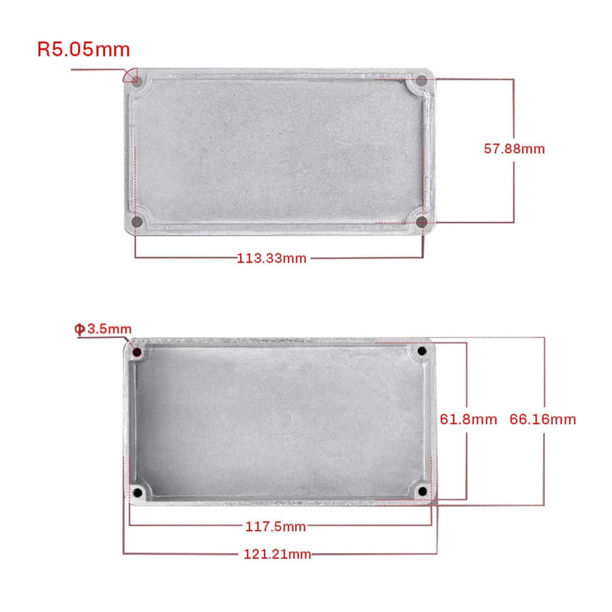 3PCS 125B/1590N1 Aluminum Guitar Effect Pedal Enclosure Metal Stomp Box Enclosure Unfinished 122x66x39.5mm with Rubber