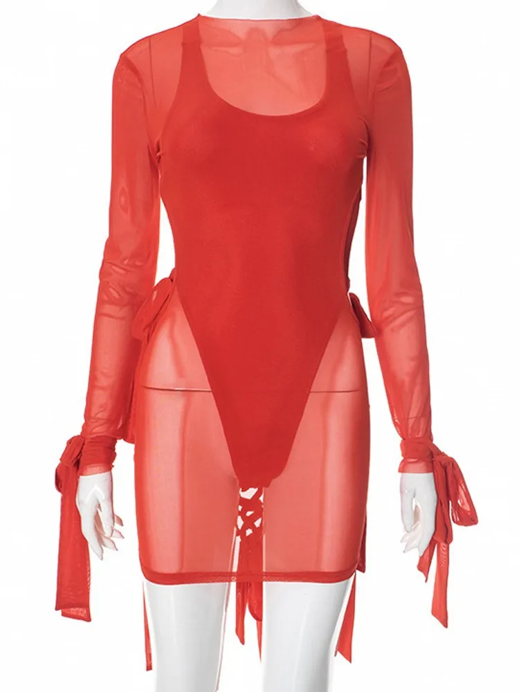 طقم مكون من قطعتين فستان نسائي أنيق للشاطئ برقبة دائرية فستان قصير أنيق بدون أكمام للسهرة وحفلات الشارع 2026 لربيع وصيف #1