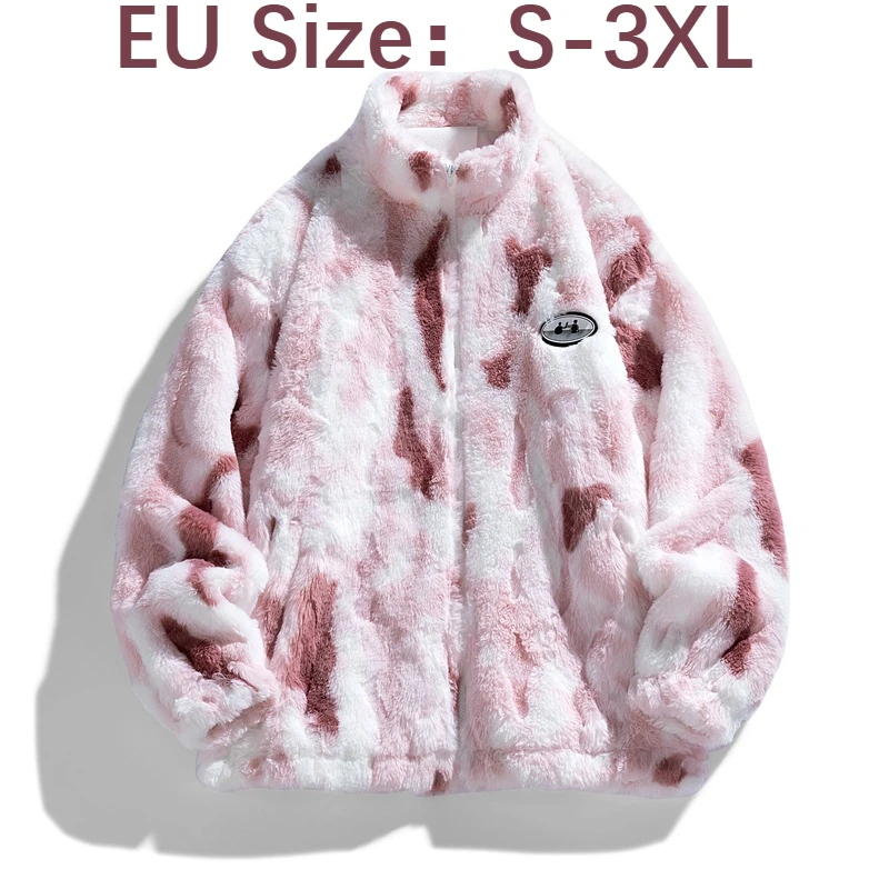 

Пальто из шерпа европейского размера с принтом тай-дай | Куртка унисекс с большим и высоким воротником-стойкой | Зимняя теплая парка для ежедневного использования на открытом воздухе и для ежедневного использования