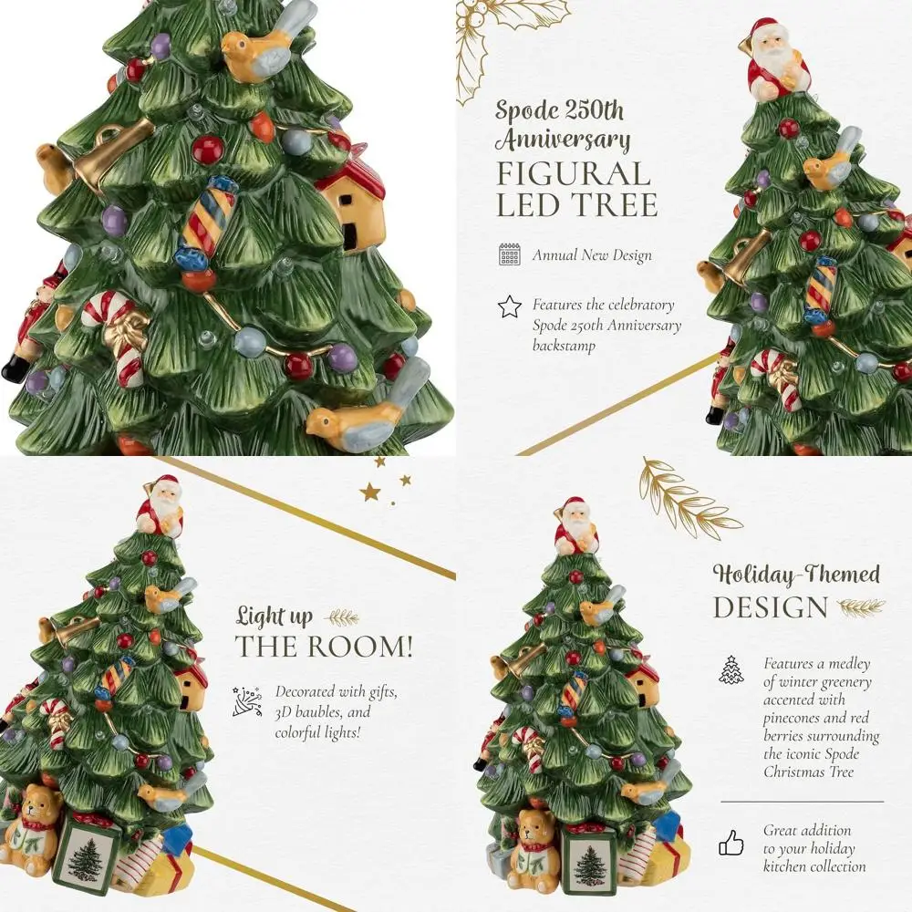 

Светодиодная фигурка рождественской елки на батарейках, 12, керамический праздничный декор с деломитом для дома