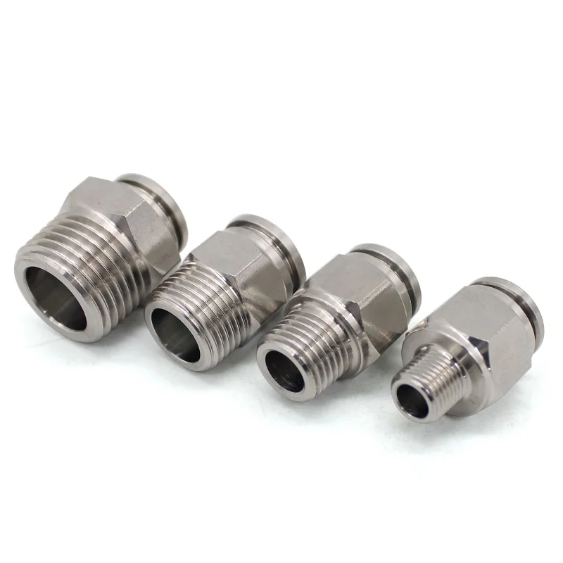 304 Stainless Steel External Thread Pneumatic Quick Coupling PC 1/8" 1/4" 3/8" 1/2" BSP External Thread Trachea Hose Connector