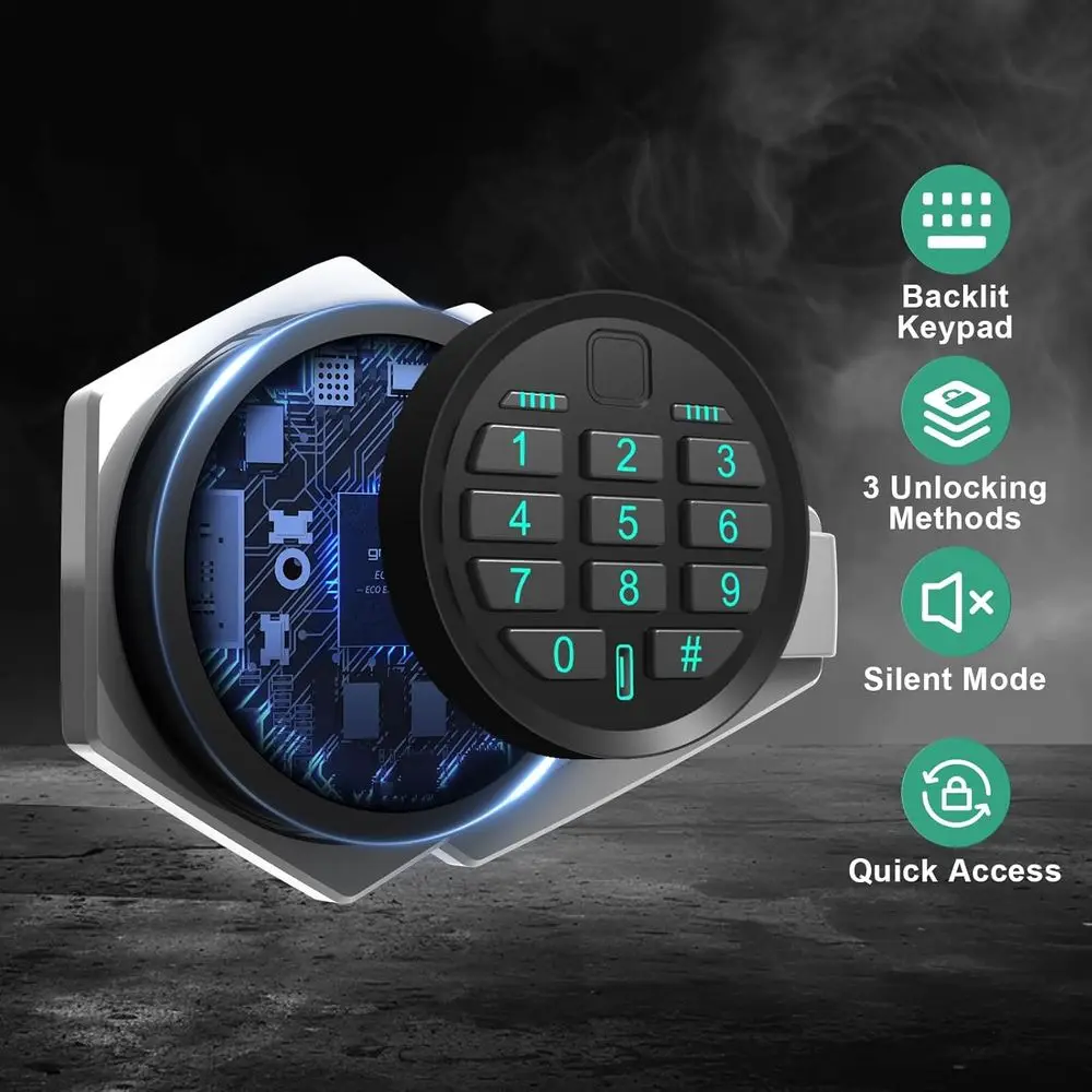 Grande cassaforte per pistole domestiche per fucili, pistole e fucile con blocco digitale ad accesso rapido, ripiani regolabili e scomparti per pistole