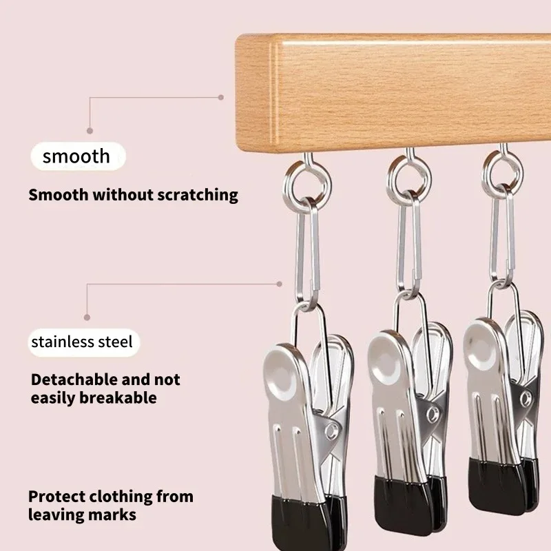 Pants Hanger with 10 Clothespins Space-Saving Closet Organizer for Hats Ties Belts Underwear Skirts Portable Home Dorm Storage view 4
