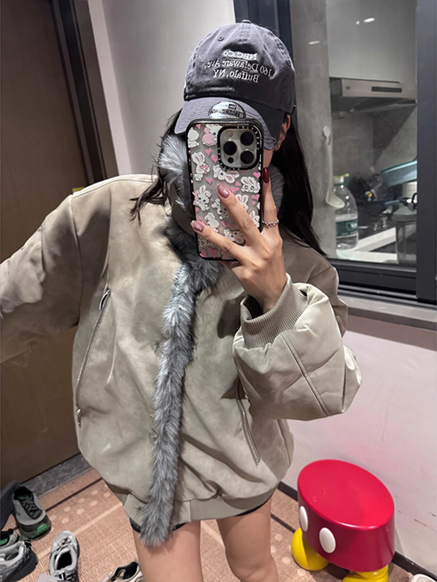 معطف عمال من القطن بتصميم كلاسيكي من الفرو الأمريكي على شكل نسر جبلي Jaet Thiened للرجال والنساء مشاعر شتوية راقية