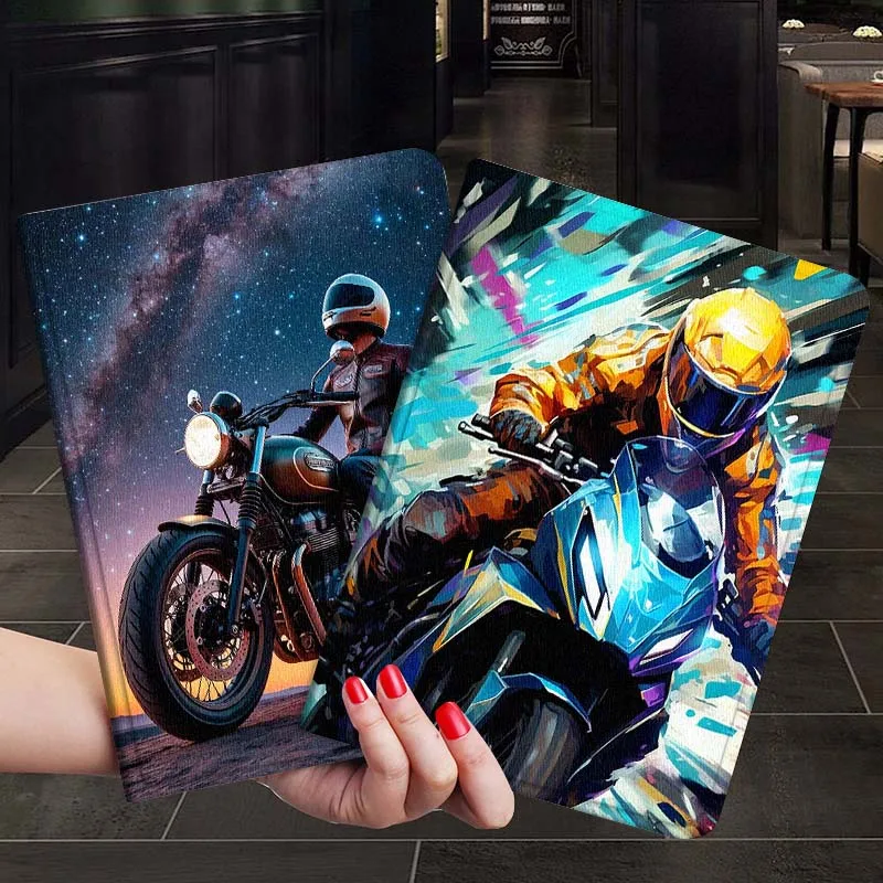 

Starry Night Motorcycle Rider Tablet Case For Samsung Galaxy Tab S7 S8 S9 S10 FE Plus 12.4 13.1 Inch