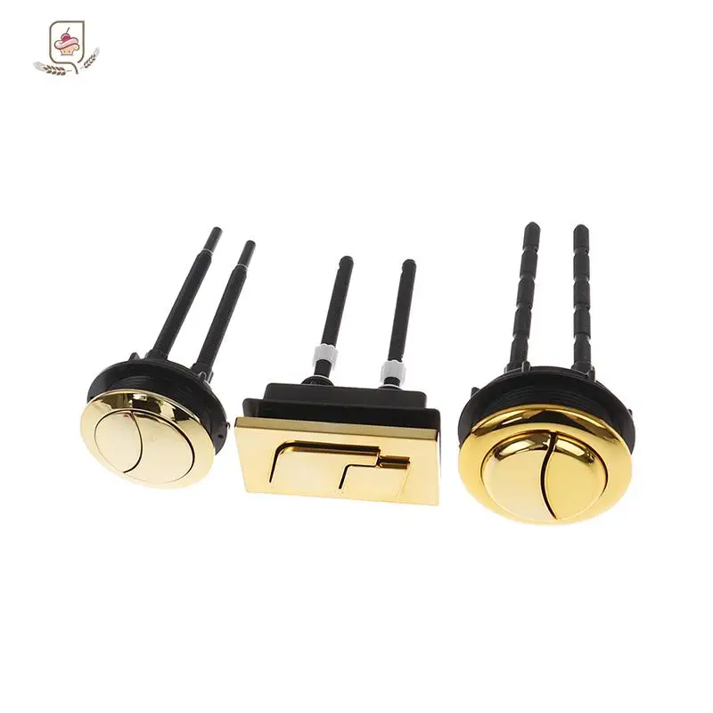 Dual Flush Toilet Tank Gold 48mm/58mm Chrome plated ABS Round shape Toilet Push Buttons Bathroom Accessories