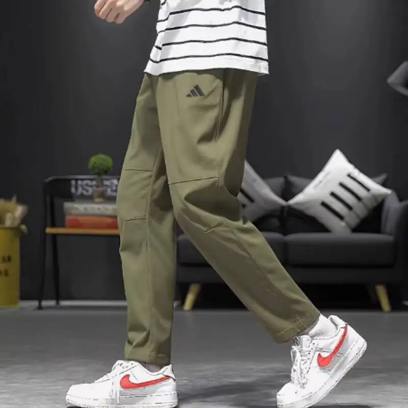 

Adidas Men's Spring Quick-Dry Breathable Ice Silk Green Straight Cargo Pants KC2878