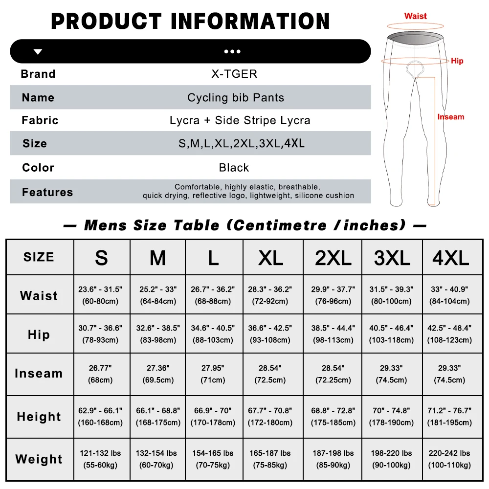 X-TIGER Men's Cycling Bib Pants Three Pockets Breathable Shock  5D gel Pad TMB Mountain Road Cycling Pants Cycling Equipment image 5