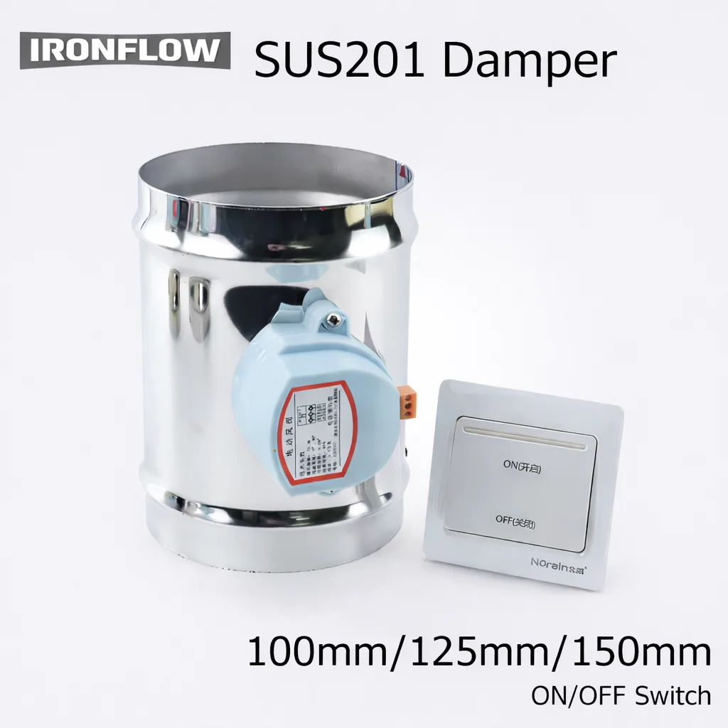 220vac-4インチ-5インチ-6インチ-ステンレス製電動逆止弁-エアダクト電動ダンパー-1nmアクチュエータ付き-換気用-100-125-150mm