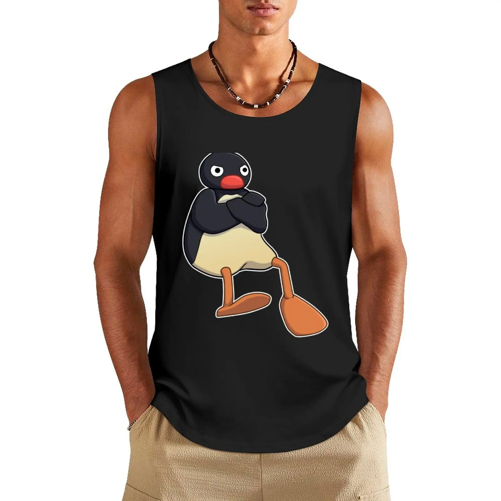 Angry Pingu Classic Tank Top Working vest summer clothes Body man gym clothes men