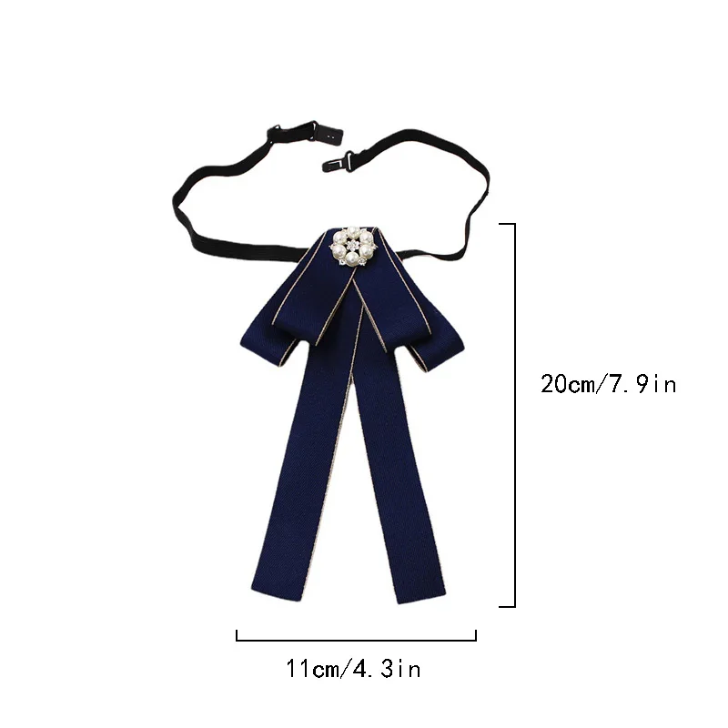 Broche vintage elegante Gravata no Pescoço Pré-Amarrada para Mulheres, Imitação de Pérola Jóias, Fita Corsage Gravata para Camisa Colarinho Roupas, Novo