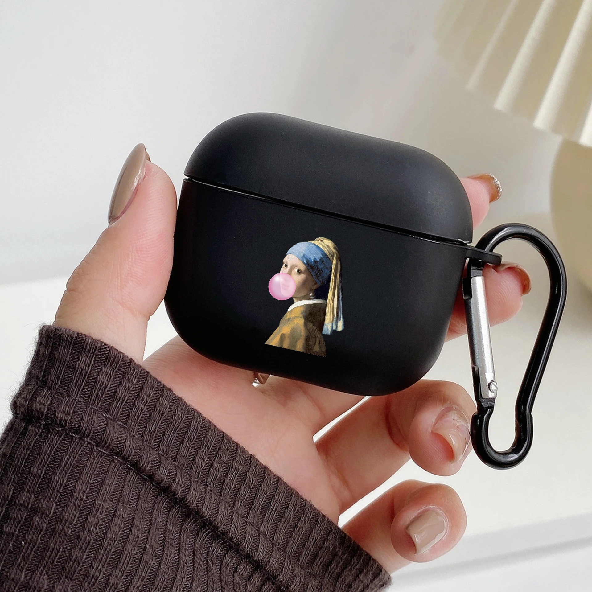Art Aesthetic David Mona Lisa Earphone Case For Airpods 4 3 2 1 Pro3 Pro2 Shockproof With Keychain For Airpods 4 Black Cover