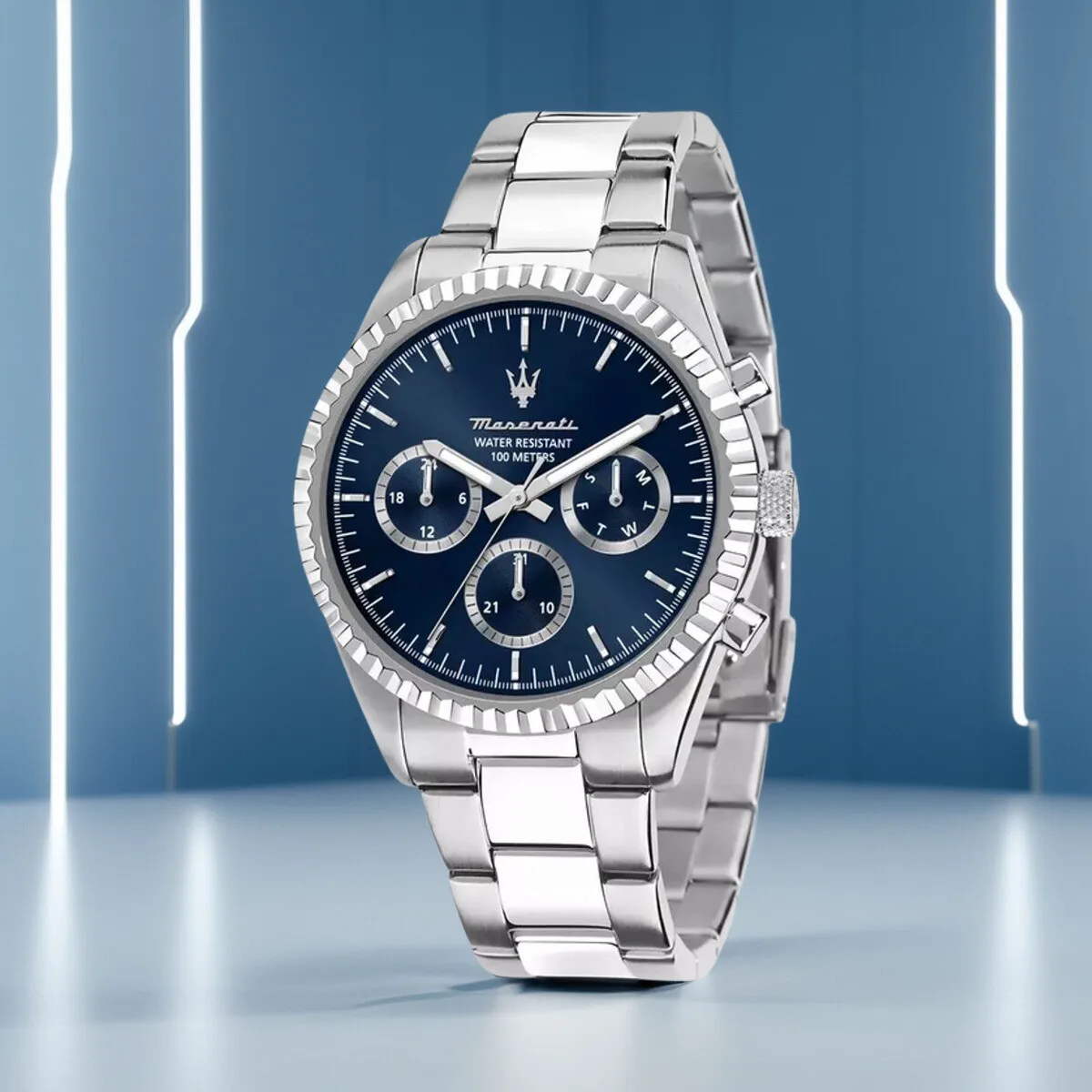 ساعات مازيراتي الأصلية للرجال موضة الذهب الفاخرة الاتجاه شي يينغ ساعة الأعمال الأوروبية والأمريكية الذهب الأزرق R88531000