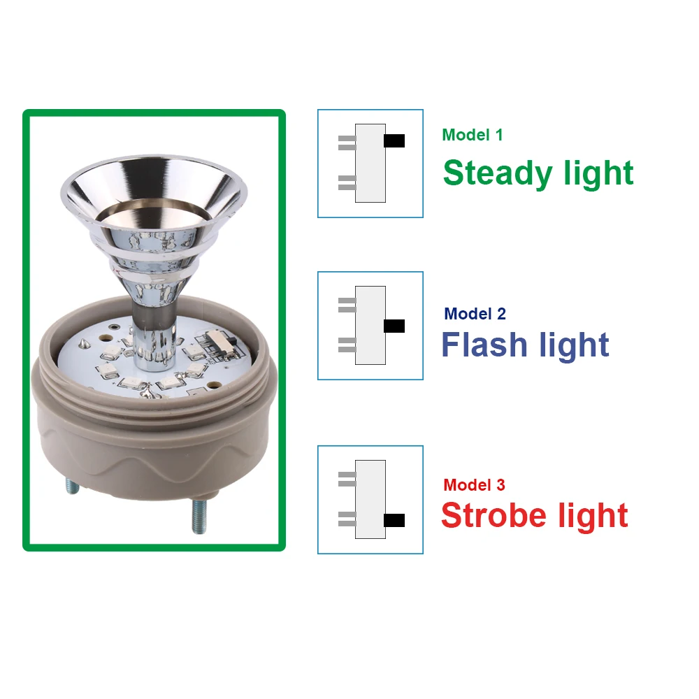 Petit indicateur Flash/Stable/Stroboscopique Lumière D'alarme De Sécurité 12V24V110V 220V LED Rouge Vert Jaune Bleu D-5041 Son/Pas De Buzzer