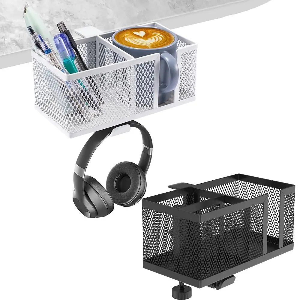 

Detachable Clip On Desk Cup Holder Metal Clip Anti-Spill Under Desk Headphone Hanger Adjustable Easy Installation