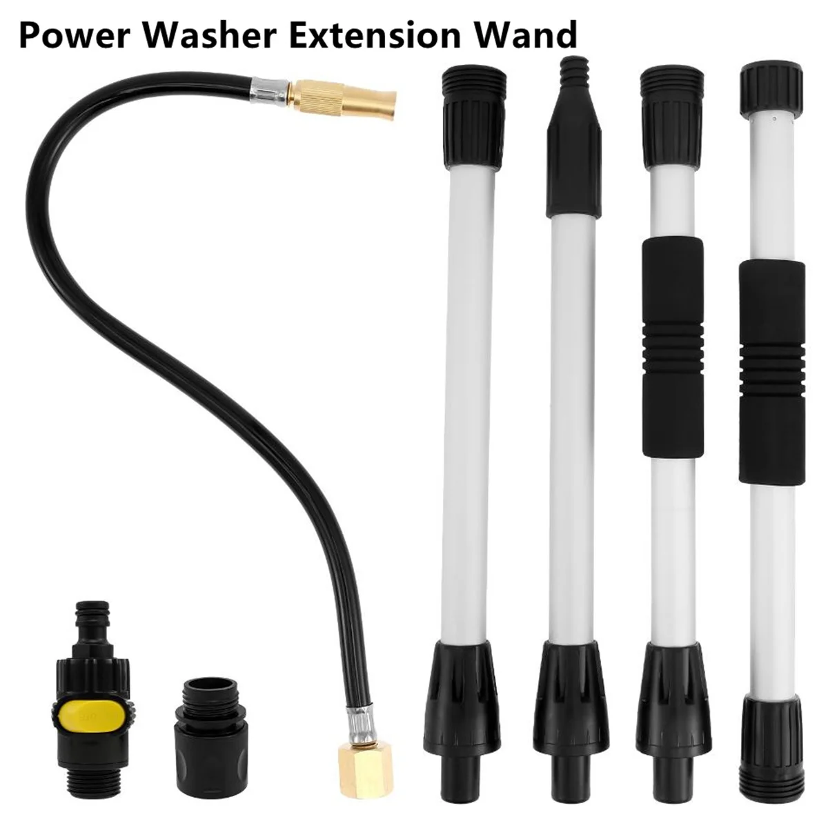 86 Inch Gutter Cleaning Tool Flexible Extension Wand For Power Washer 4 Section Aluminum Pole Brass Nozzle Spray Gun 3/4 Inch