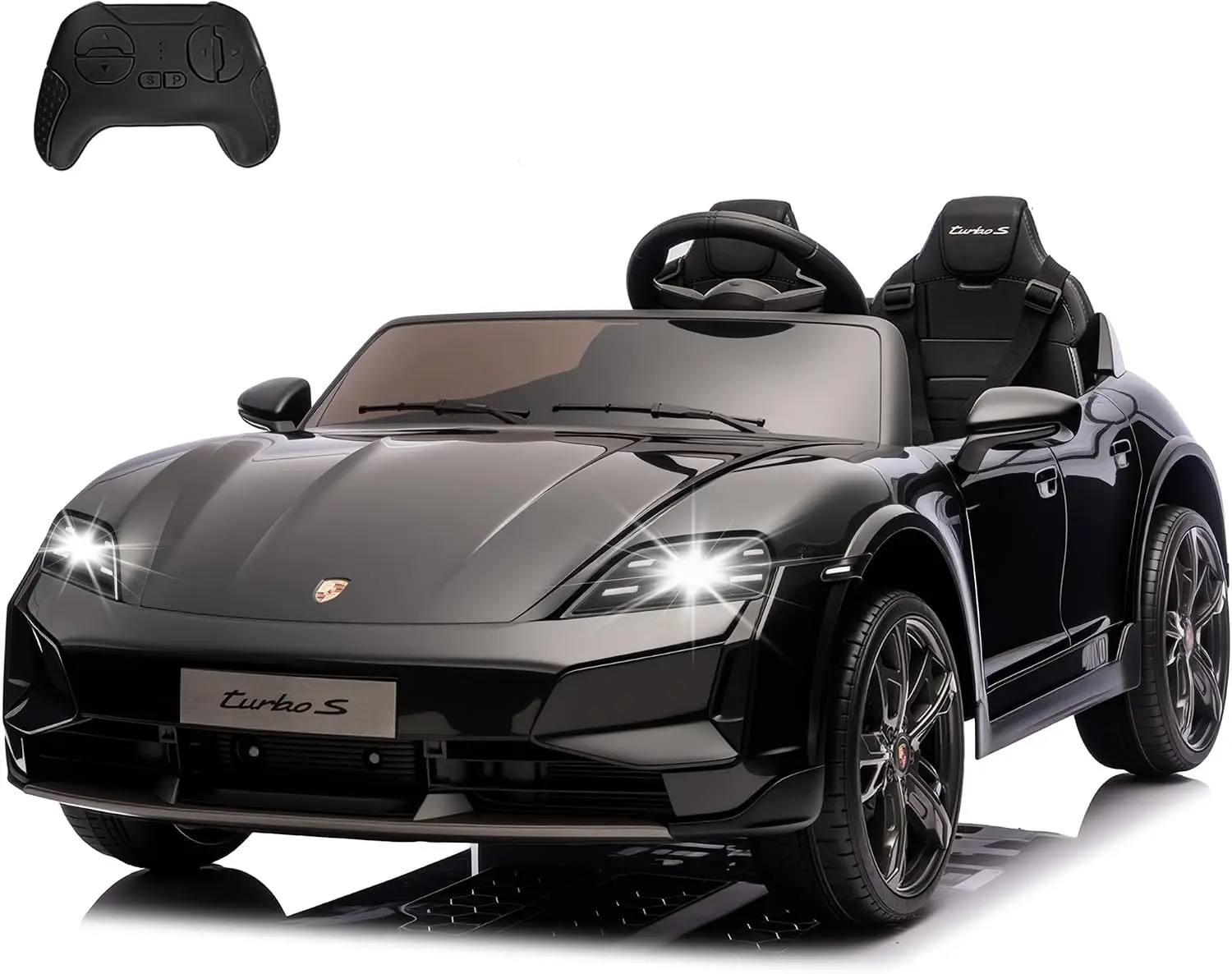 Two Seater Ride On Car Kids 24V Licensed Taycan Turbo S Electric Power Toy Remote Control Four Wheels Shock Absorption Soft Star