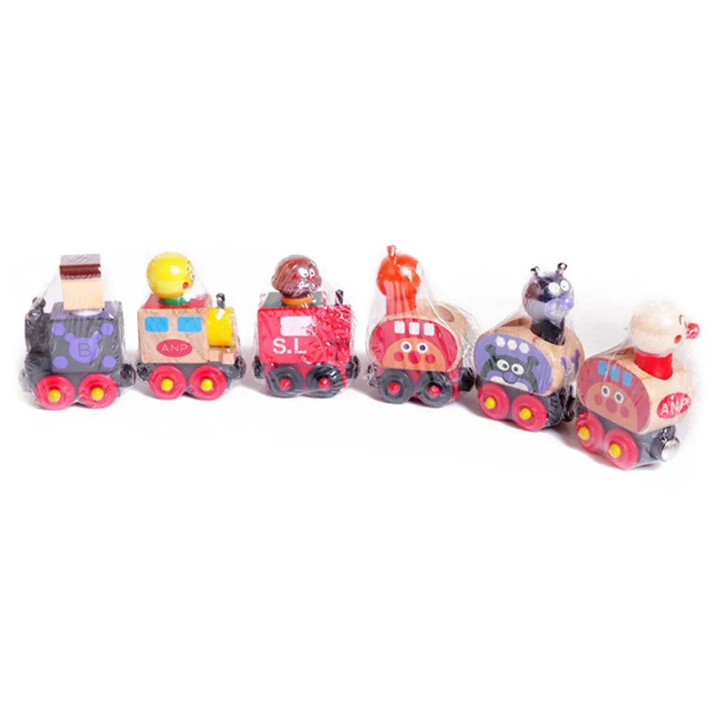 

6Pcs Magnetic Wooden Train Set Educational Developmental Kids Toddlers Color Shape Recognition Gift Wooden Train