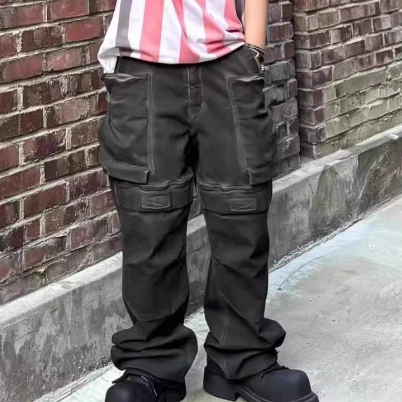 

Fashion Men's Casual Pants Rick Jeans For Man Pockets Design Full Length Streetwear Men Trousers Men's Clothing