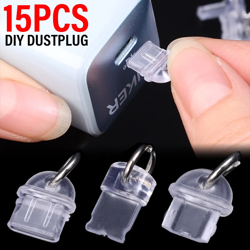 DIY Dust Plug Transparent Anti Dust Protector Caps Charge Port Dustplugs For IOS/Micro USB/Type C Port Protection Stopper