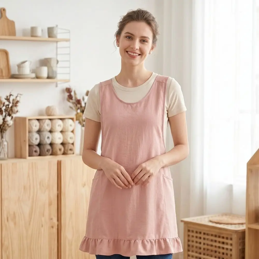 Breathable Cooking Apron Stain-Resistant Widened Shoulder Straps Cleaning Apron Soft Wear-resistant Sleeveless Apron BBQ