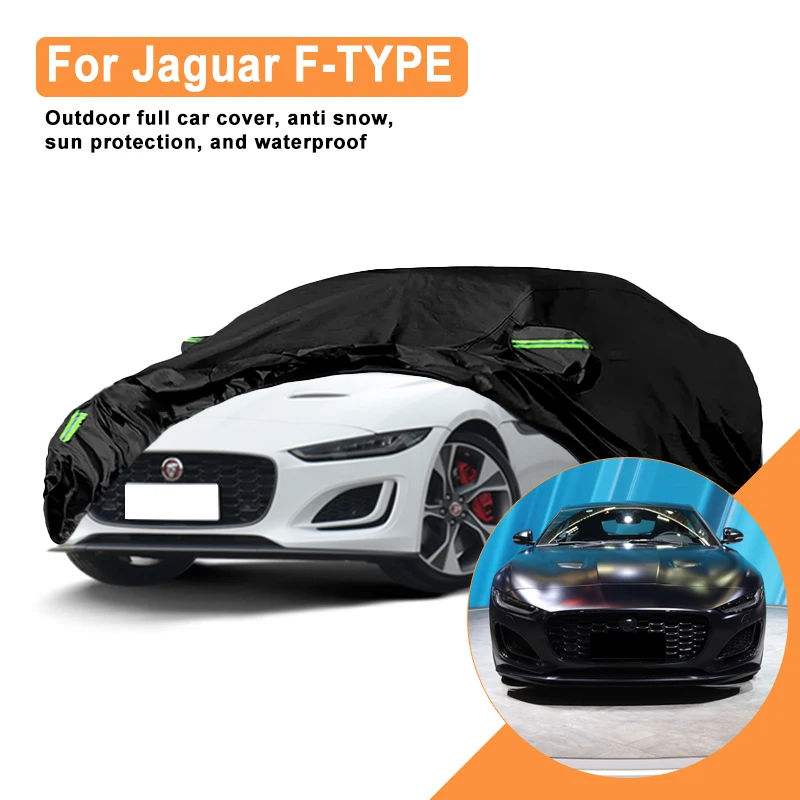 Full Car Cover For Jaguar F-TYPE All Weather Outdoor Snow Sun UV Dustproof with Reflective Strips Wind Straps