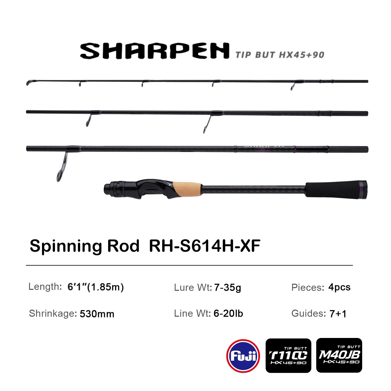 PURELURE SHARPEN Soft Lure Long Spinning and Casting XF/MF Action Rods FUJI Components Bass Pike Rod Angelrute Spinnrolle