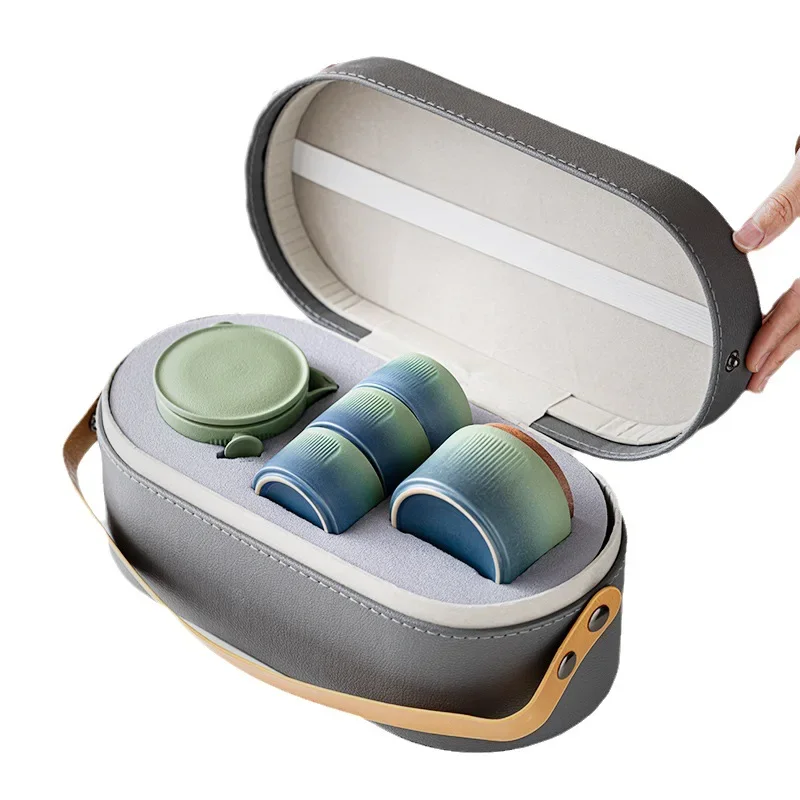 Colorful Designer Gift Outdoor Portable Travel Tea Set, One Pot Three Cups with Pot Set, Teapot, Tea Making Set, Tea Kung Fu Set